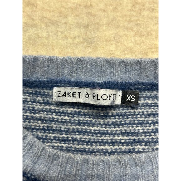 Zaket & Plover Merino Wool Blend Crewneck Blue Striped Sweater Size XS - Picture 6 of 10